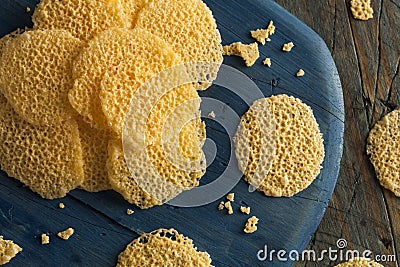 Homemade Parmesan Cheese Crisps Stock Photo