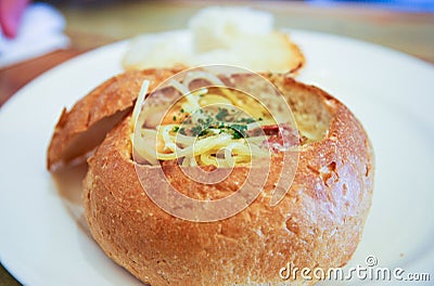 Homemade pasta. Spaghetti Stock Photo