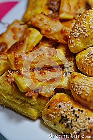 Homemade pastry with sesame and hardcheese Stock Photo