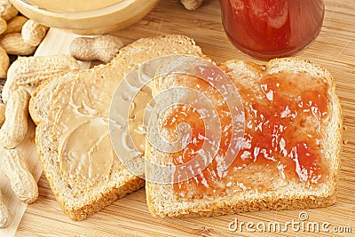 Homemade Peanut Butter and Jelly Sandwich Stock Photo