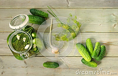 Homemade pickled cucumbers Stock Photo