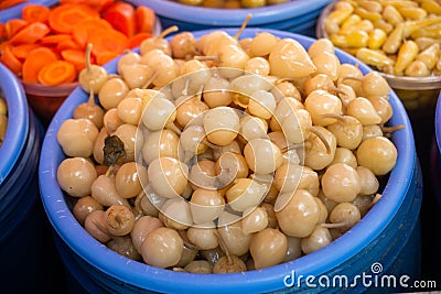 Homemade pickled fermented preserved vegetables for long-term storage Stock Photo