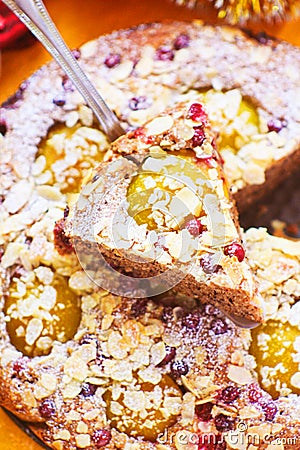 Homemade pie with apricots and berries Stock Photo