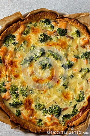 Homemade pie with red fish Stock Photo