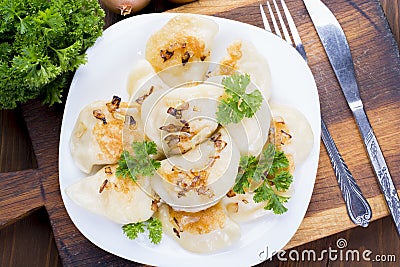 Homemade pierogi dumplings Stock Photo