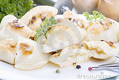 Homemade pierogi dumplings Stock Photo