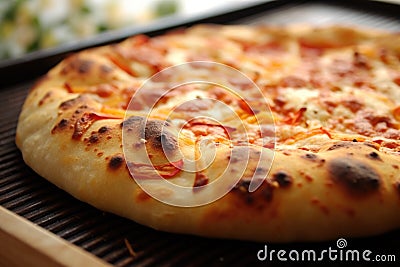 homemade pizza dough with grill marks Stock Photo