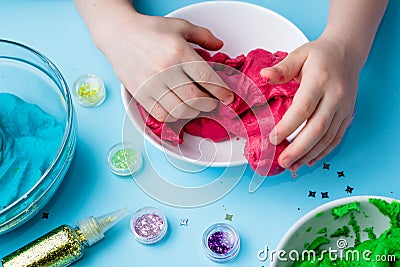 Homemade plastiline. Plasticine. play dough. Stock Photo