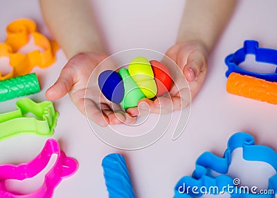 Homemade plastiline. Plasticine. play dough. Stock Photo