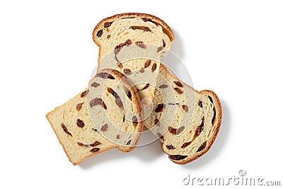 Homemade Pleasures - Trio of Raisin Bread Overlapping Slices Stock Photo