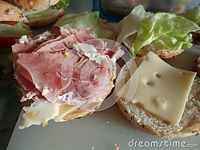 Homemade praperation of sandwich bacon burgers Stock Photo