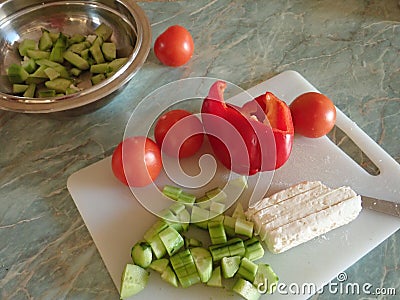 Homemade preperation of a balkan sadad Stock Photo