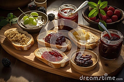 homemade preserves spread on toast for breakfast Stock Photo