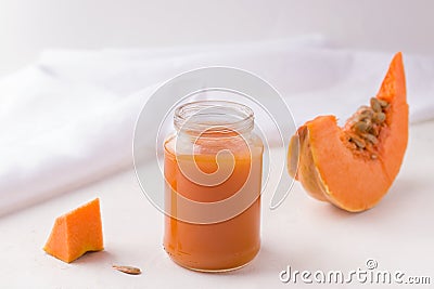 homemade pumpkin baby food. Stock Photo