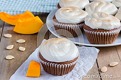 Homemade pumpkin cupcakes Stock Photo