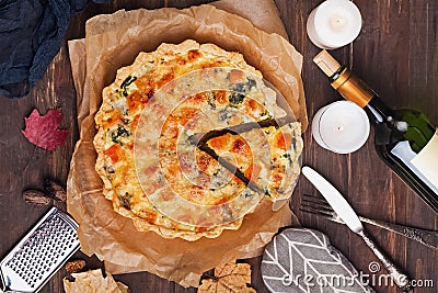 Homemade quiche or tart with vegetable and cheese Stock Photo