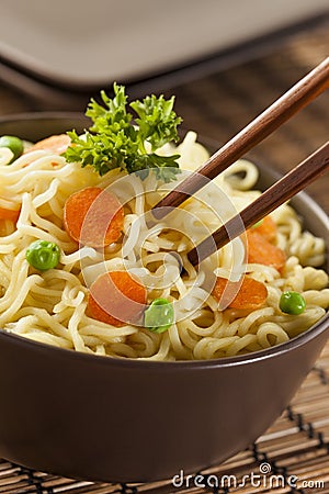 Homemade Quick Ramen Noodles Stock Photo