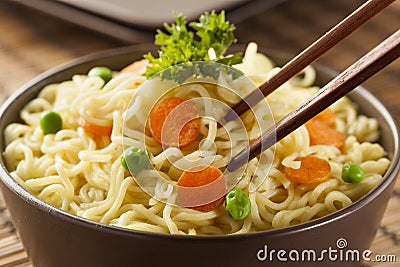 Homemade Quick Ramen Noodles Stock Photo