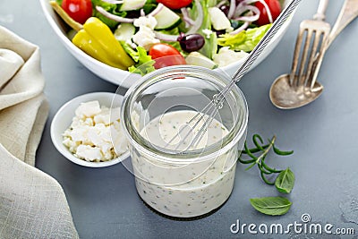 Homemade ranch dressing with feta Stock Photo