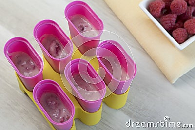 Homemade raspberry ice cream Stock Photo