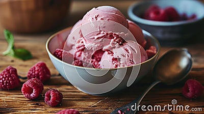 Homemade raspberry vegan ice cream Stock Photo