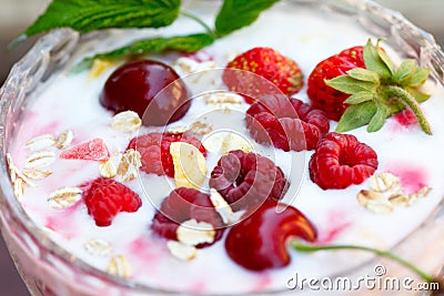 Homemade Raspberry yogurt Stock Photo