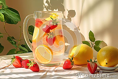 Homemade refreshing summer lemonade Stock Photo
