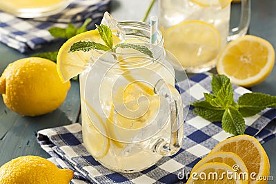 Homemade Refreshing Yellow Lemonade Stock Photo