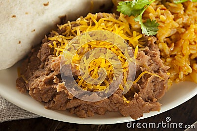 Homemade Refried Beans with Cheese Stock Photo