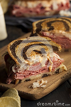 Homemade Reuben Sandwich Stock Photo