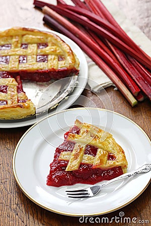 Homemade rhubarb pie Stock Photo