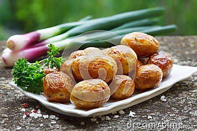 Homemade roast potatoes Stock Photo