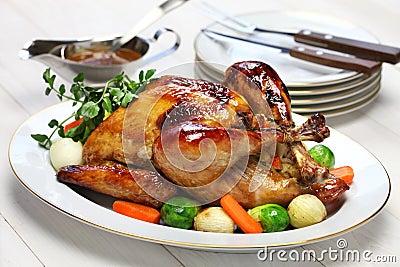 Homemade roast turkey, thanksgiving christmas dinner Stock Photo