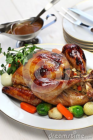 Homemade roast turkey, thanksgiving christmas dinner Stock Photo