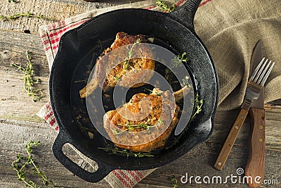 Homemade Roasted Bone in Pork Chop Stock Photo