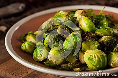 Homemade Roasted Brussel Sprouts Stock Photo