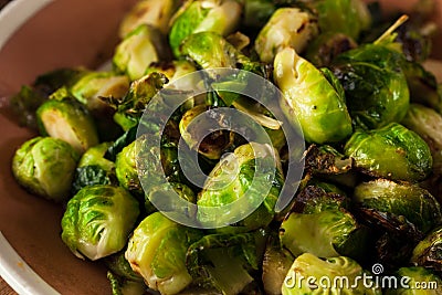 Homemade Roasted Brussel Sprouts Stock Photo