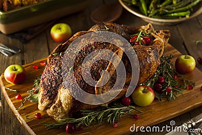 Homemade Roasted Duck with Herbs Stock Photo