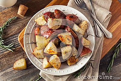 Homemade Roasted Herb Red Potatoes Stock Photo