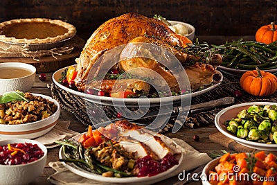 Homemade Roasted Thanksgiving Day Turkey Stock Photo