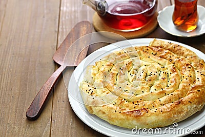 Homemade rolled borek, turkish cuisine Stock Photo