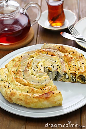 Homemade rolled borek, turkish cuisine Stock Photo