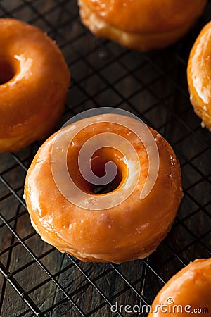 Homemade Round Glazed Donuts Stock Photo