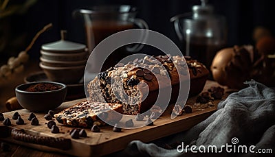 Homemade rustic chocolate hazelnut oatmeal cookie indulgence generated by AI Stock Photo