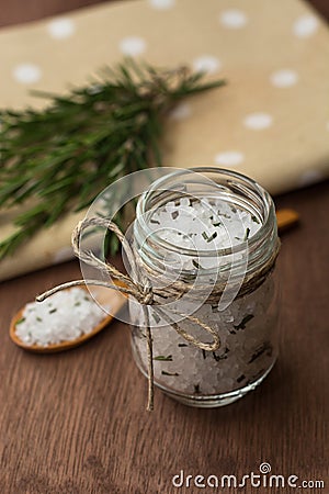 Homemade salt with rosemary Stock Photo