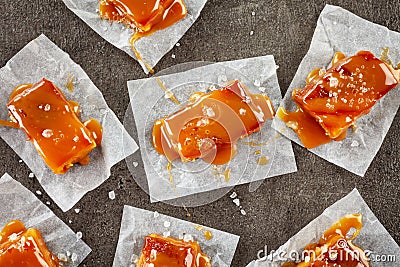 Homemade salted caramel candies Stock Photo