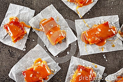 Homemade salted caramel candies Stock Photo