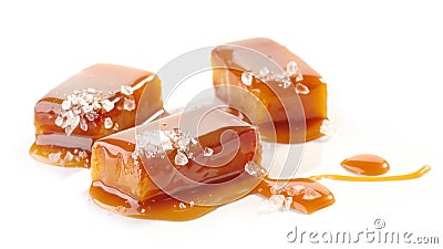 Homemade salted caramel pieces Stock Photo