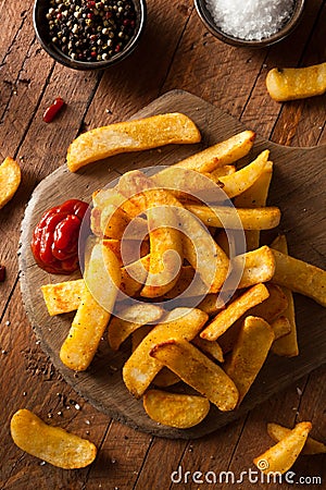 Homemade Salty Steak French Fries Stock Photo