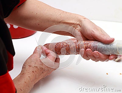 Homemade sausages Stock Photo